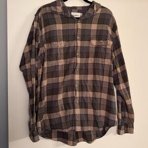 Goodfellow & Co Brown and Tan Plaid Casual Shirt